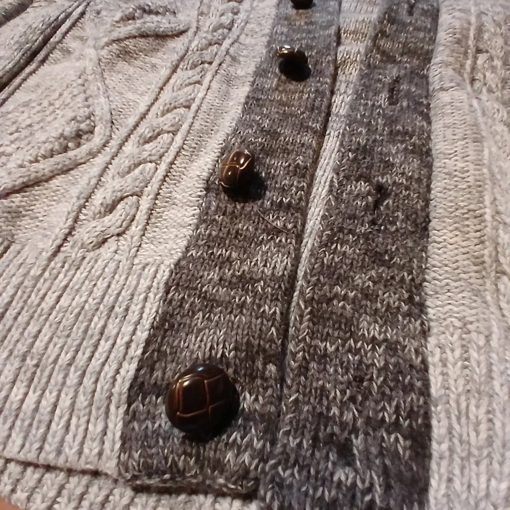 Merona Men's Large Gray Ombre Shawl Collar Cable Knit Cardigan Sweater